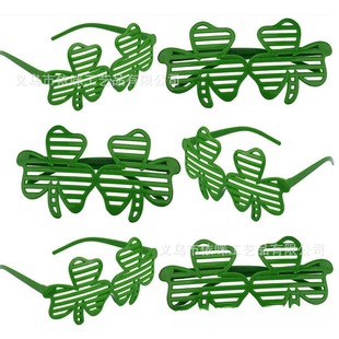 圣帕里克节日派对眼镜 爱尔兰小帽子眼镜 小帽子亮片三叶草眼镜