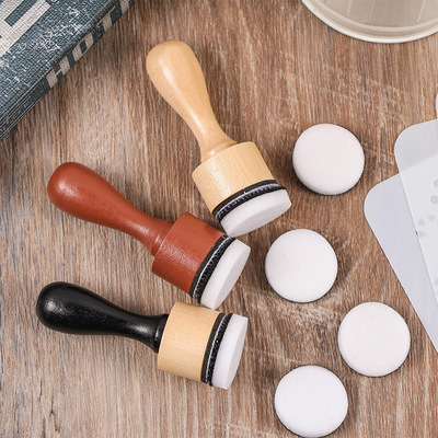 木质手柄涂色海绵印章镂空模板涂色工具手帐印泥diy晕染材料