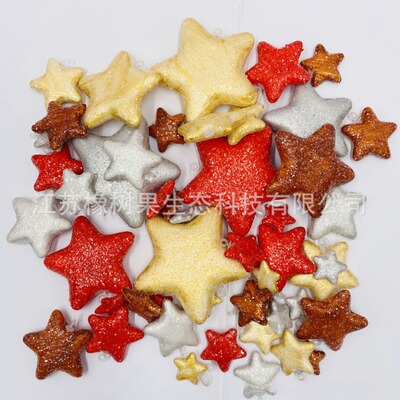新品 圣诞节金粉扁五角星 商场店铺装饰装扮节庆用品