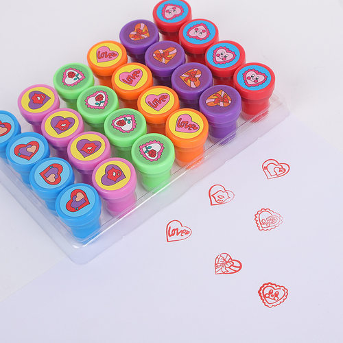 情人节爱心印章幼儿园教师创意奖励爱心圆柱盖章儿童创意DIY玩具