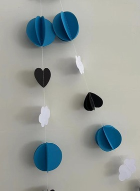 立体车缝纸拉花派对装饰纸片串儿童房挂饰云朵拉花3D爱心圆片