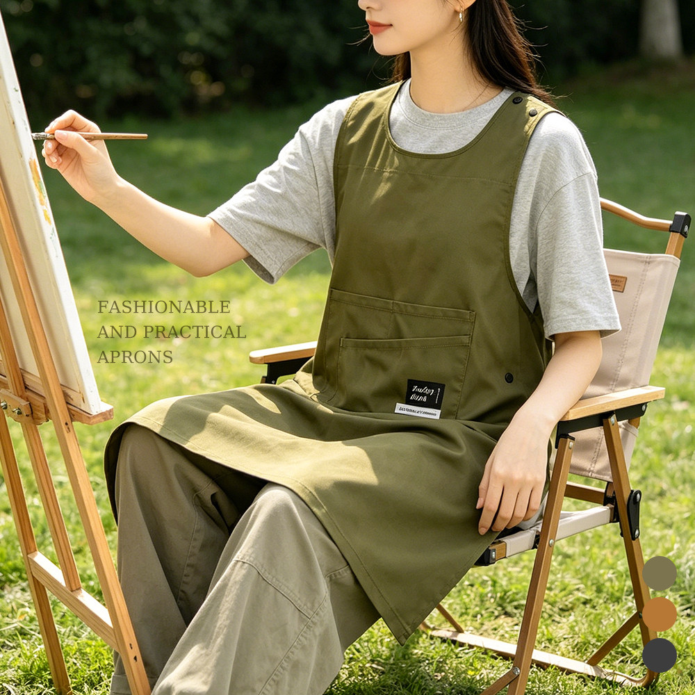 美术生围裙画画专用女绘画成人无袖罩衣理发店防水工作服定制logo