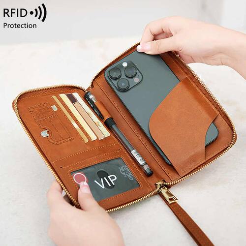 新品2023新款RFID长款护照夹机票收纳证件包多功能旅行拉链护照包