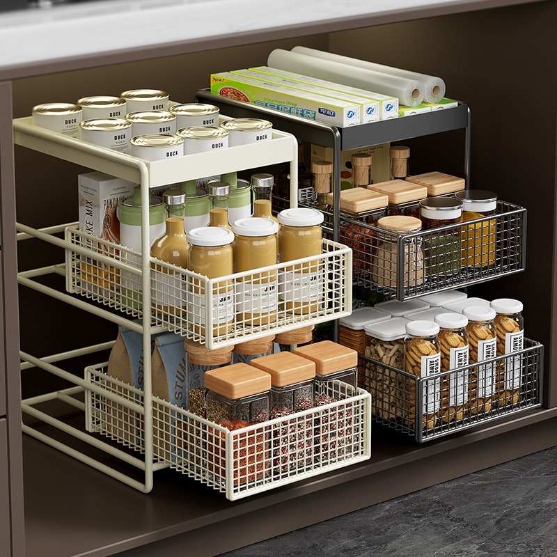 厨房抽拉式置物架水槽柜下拉篮