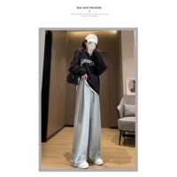 加绒美式运动束脚卫裤女