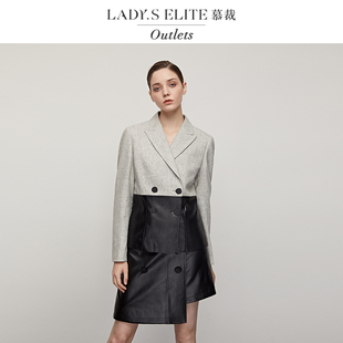 慕裁 黑灰色拼接西装女套装2025夏季新款时尚通勤气质百搭西服