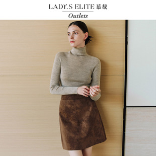 LadySElite/慕裁 扬子纱100%绵羊毛针织衫女2025轻奢高领打底毛衣