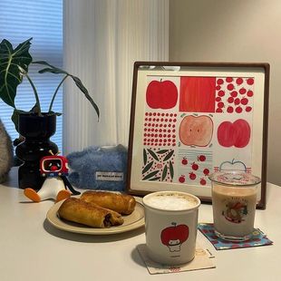 苹苹安安 小众艺术客厅苹果装饰画圣诞氛围女孩卧室壁画玄关挂画