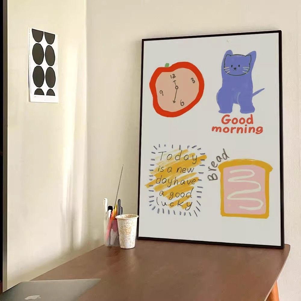 ins装饰画可爱猫咪家居画现代简约白色调客厅简易桌面摆件装饰画