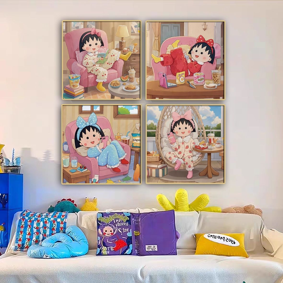 可爱卡通樱桃小丸子装饰画客厅餐厅儿童房挂画幼儿园墙画桌面摆画