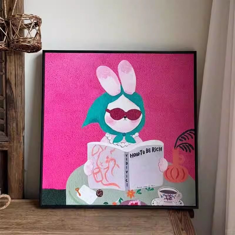 法式卡通多巴胺卡通装饰画粉色美式高级感客厅卧室玄关背景墙挂画