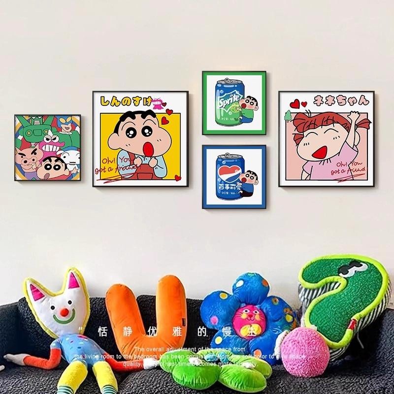 可爱蜡笔小新儿童房装饰画小葵动漫卡通挂画幼儿园卧室床头墙壁画