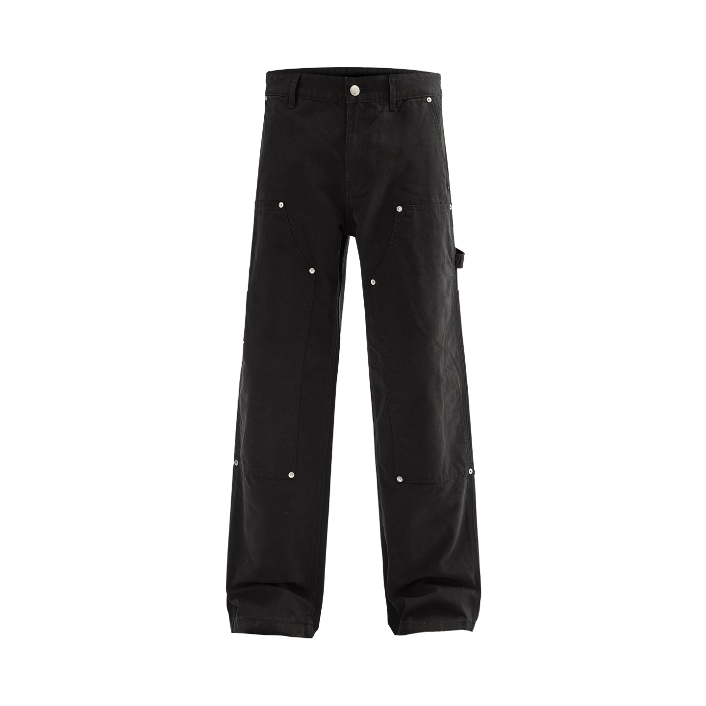 REDCHARCOAL红炭黑色铆钉工装裤男夏美式高街直筒休闲裤男士裤子