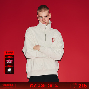 潮牌宽松男士 美式 上衣 新款 REDCHARCOAL红炭半拉链翻领卫衣男秋季