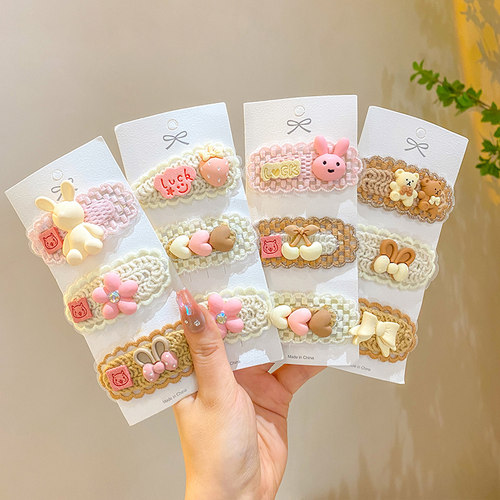 卡通可爱女童毛线发夹