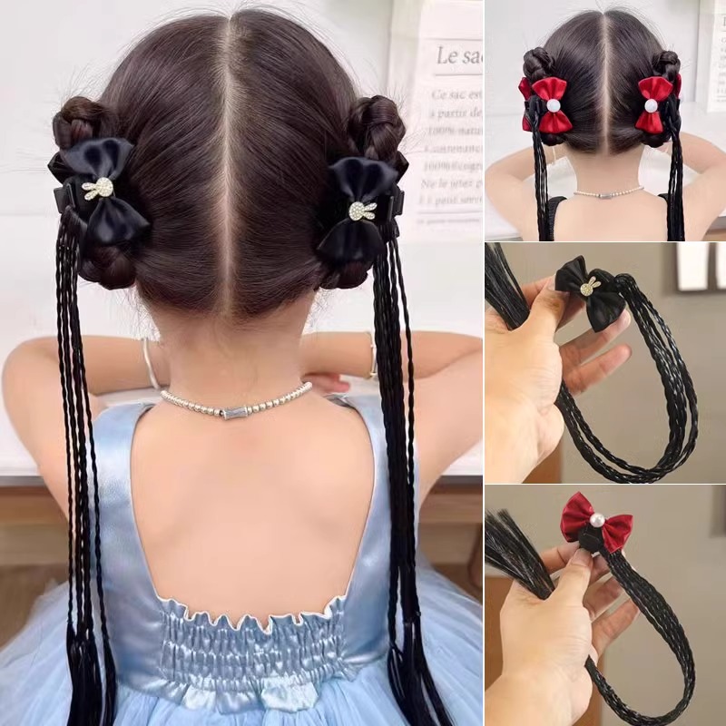 儿童假发辫抓夹女童蝴蝶结发夹