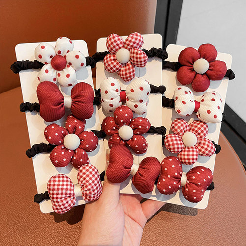 儿童头绳红色蝴蝶结发圈女童扎辫子发圈高弹力不伤发宝宝马尾头绳