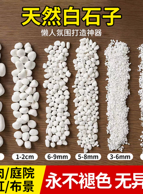 小白石子庭院造景鱼缸鹅卵石原石天然颗粒养花多肉盆栽装饰铺面石