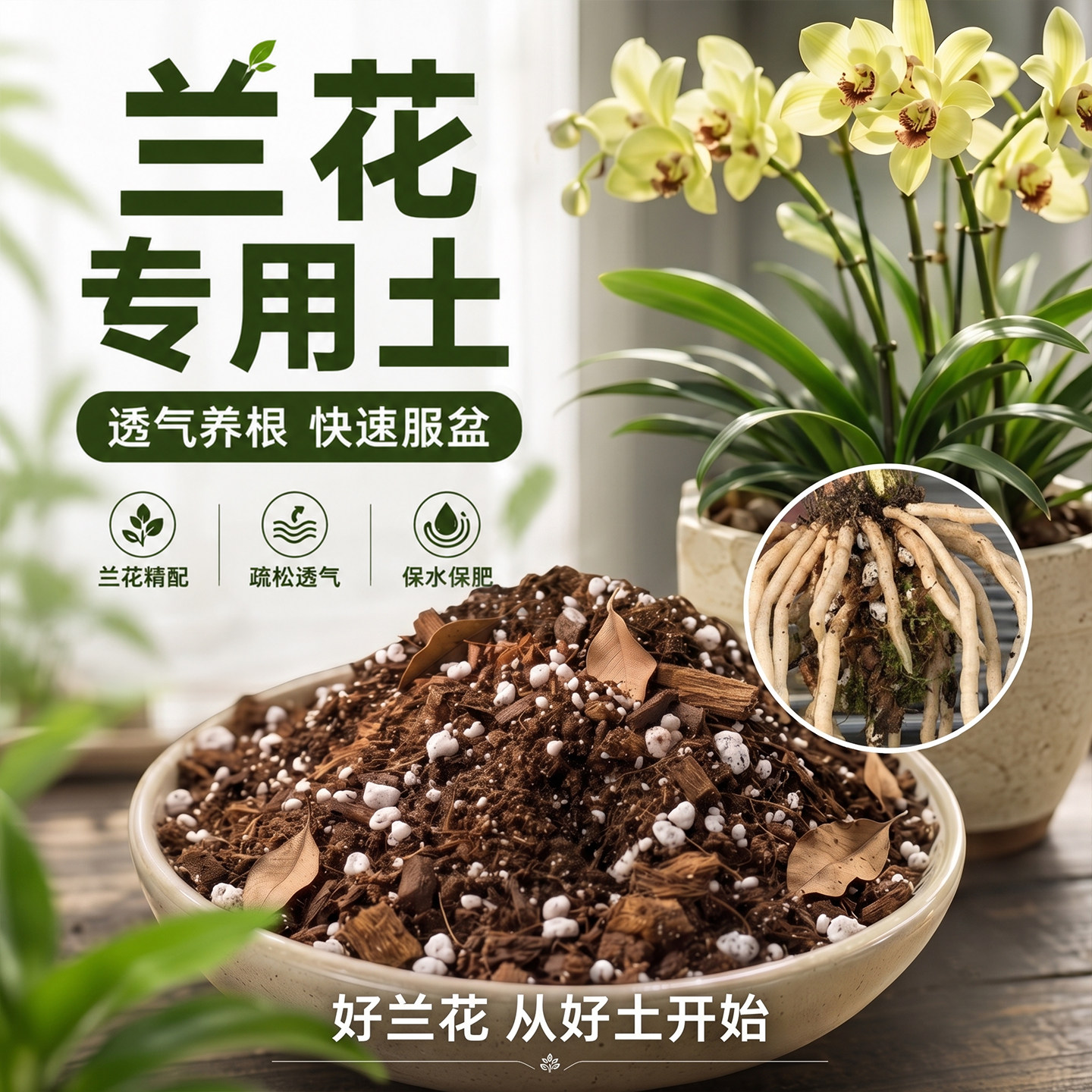 兰花专用土植料营养土君子兰蝴蝶兰种植颗粒松树皮兰草兰科通用土