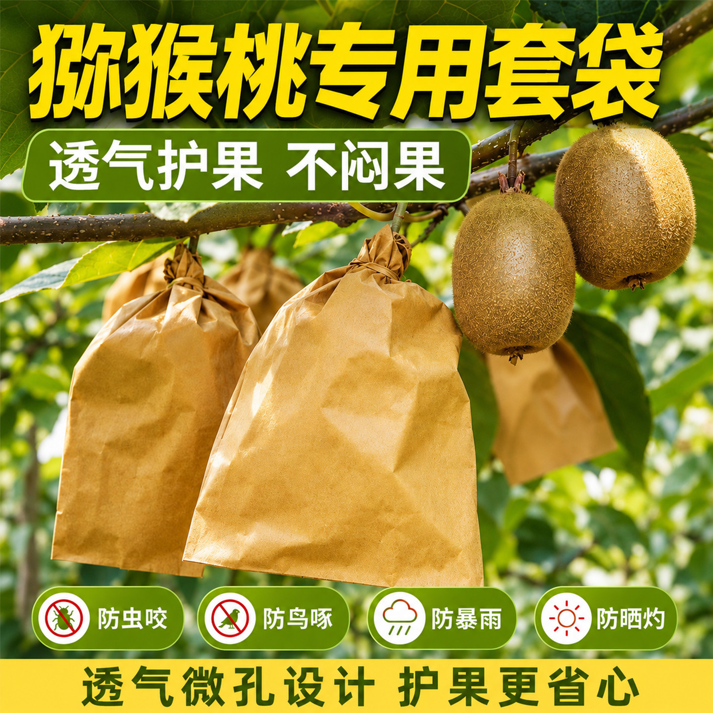猕猴桃专用套袋果袋桃梨子苹果李子水果套袋专用纸袋防虫防鸟纸袋