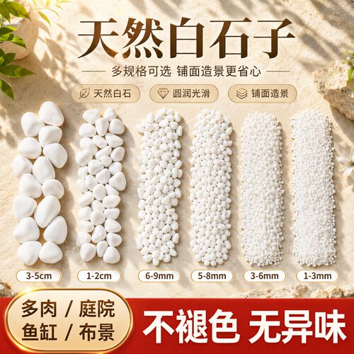 白色石子石头大鹅卵石庭院铺路铺地小白石子