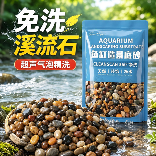 免洗天然溪流石头底部造景乌龟缸