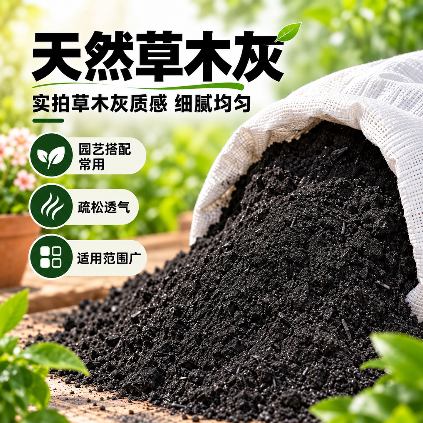 正宗草木灰种菜用的花肥料韭菜专用钾肥驱虫稻草灰养花通用稻壳炭