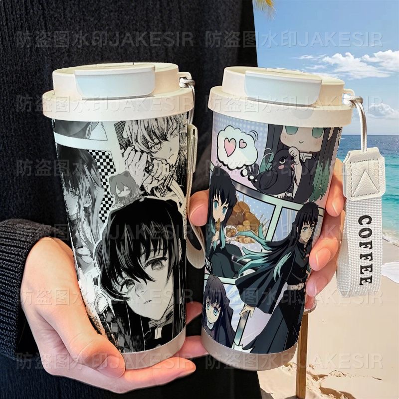 时透无一郎动漫保温杯不锈钢学生高颜值吸管双饮大容量咖啡水杯
