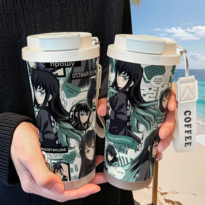 时透无一郎动漫保温杯不锈钢学生高颜值吸管双饮大容量咖啡水杯