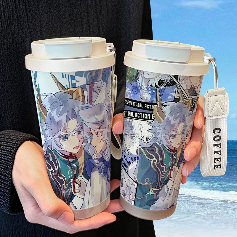 逍零cp逍遥零保温杯316不锈钢学生高颜值吸管双饮大容量咖啡水杯