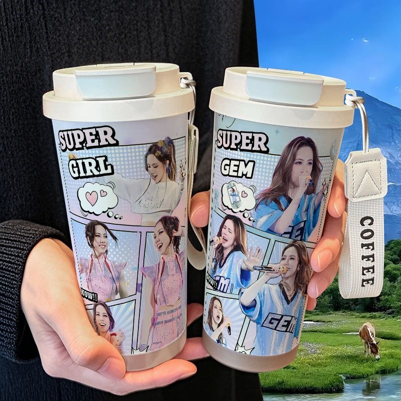 邓紫棋演唱会高颜值保温杯学生吸管大容量316不锈钢车载咖啡杯