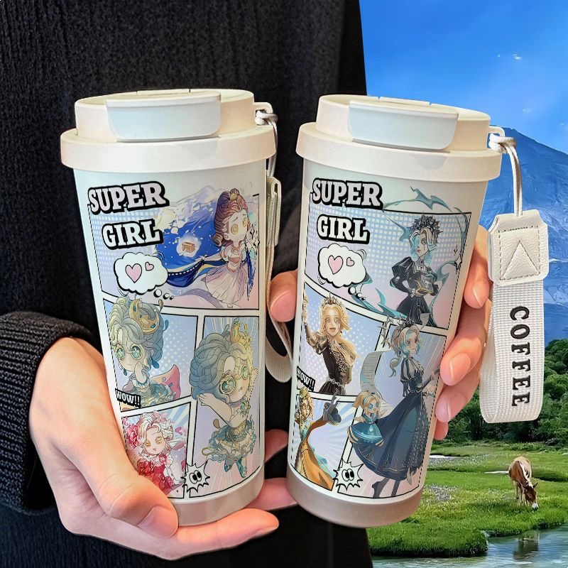 第五人格记者舞女保温杯学生吸管大容量316不锈钢车载咖啡杯