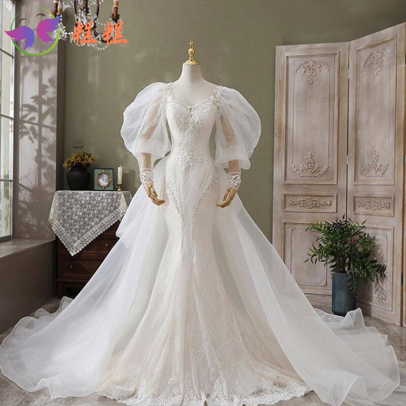 Tuxedo skirt 2020 new pattern Wedding dress temperament Retro court High-end French Hepburn puff sleeve Star of the same paragraphin the Women's clothing/Boutique , Wedding/Cheongsam/Formal dress , Formal dress/Evening  category - from Buy2taobao.com to provide professional Taobao agent buy service