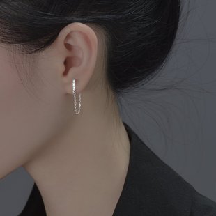 小眾設(shè)計(jì)感2025年新款 純銀耳釘女夏鏈條后掛式 潮簡(jiǎn)約氣質(zhì)耳環(huán)耳飾