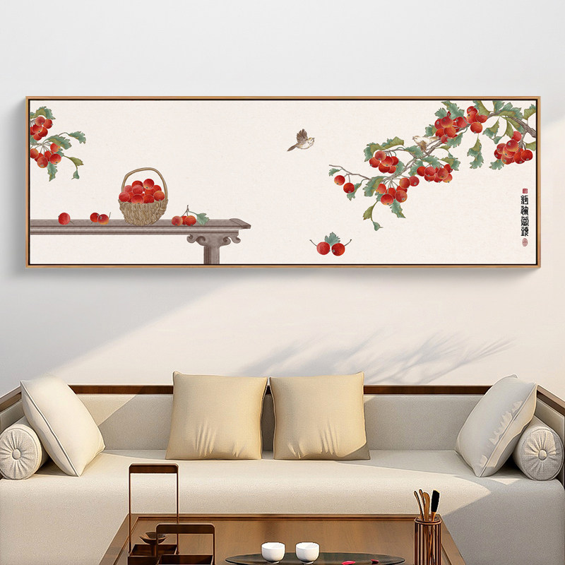 鸿运当头新中式客厅装饰画沙发背景墙花鸟画饭厅壁画卧室床头挂画