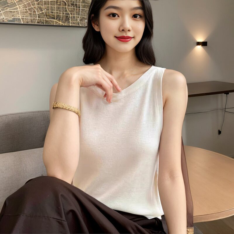 圆领针织吊带背心女春夏季新款遮副乳西装内搭薄款无袖打底衫上衣