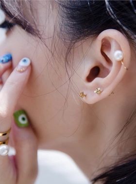 saskia diez耳骨夹同款天然淡水珍珠14K注金保色耳夹ins风丨独家