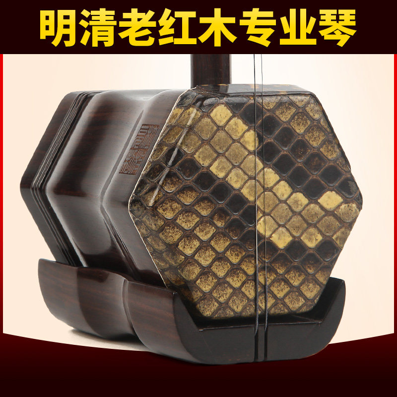 珍音坊红木二胡乐器成人儿童初学者专业演奏大音量黑檀龙头二胡