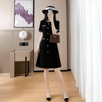 法式高级感小香风连衣裙女2025年夏季新款气质显瘦轻奢小黑裙子