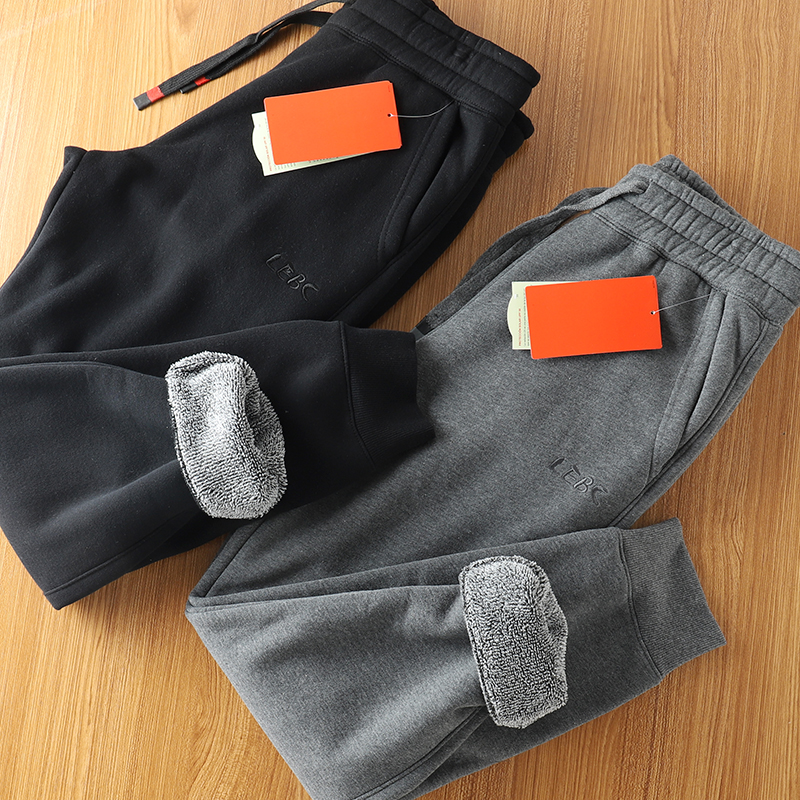 加厚羊羔毛冬季纯色运动休闲裤