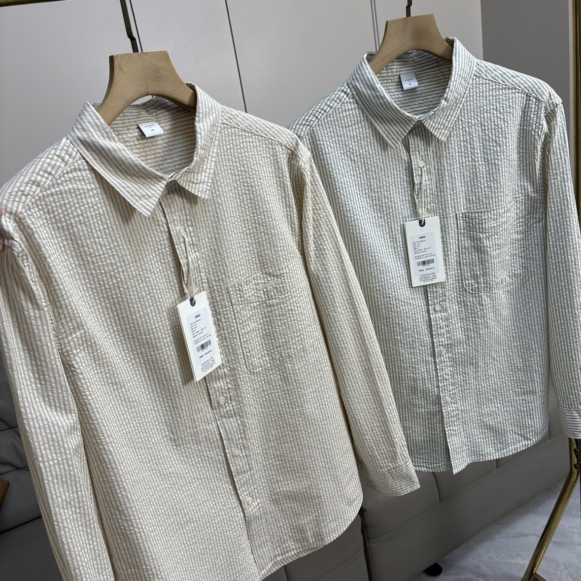 泡泡纱型全棉面料！早春新品男士时尚休闲百搭细条纹长袖衬衫外套,男装,衬衫,淘宝优惠券,粉丝福利购,淘宝优惠卷