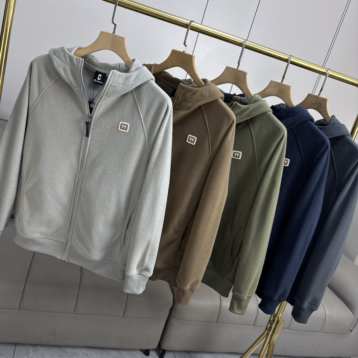 加绒加厚！舒适保暖！秋冬款男士纯色百搭连帽休闲针织开衫卫衣潮