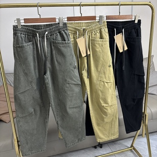 立体裁剪直筒宽松休闲弯刀裤 高克重秋冬外贸男装 潮 水洗全棉 美式