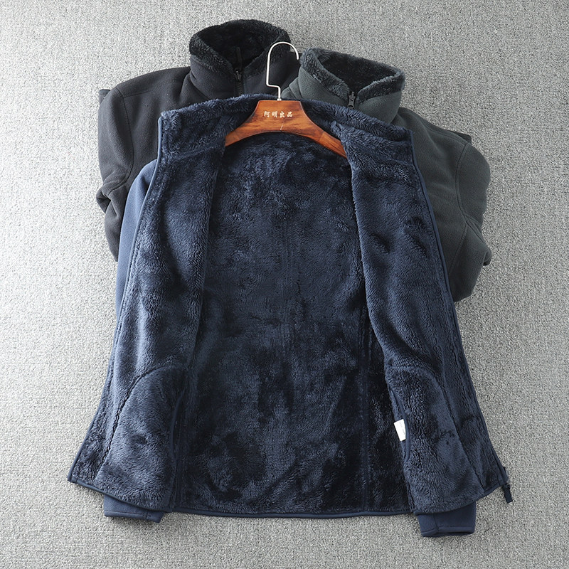 日本订单!好货值得入手!男士户外抓绒珊瑚绒双面穿立领保暖外套