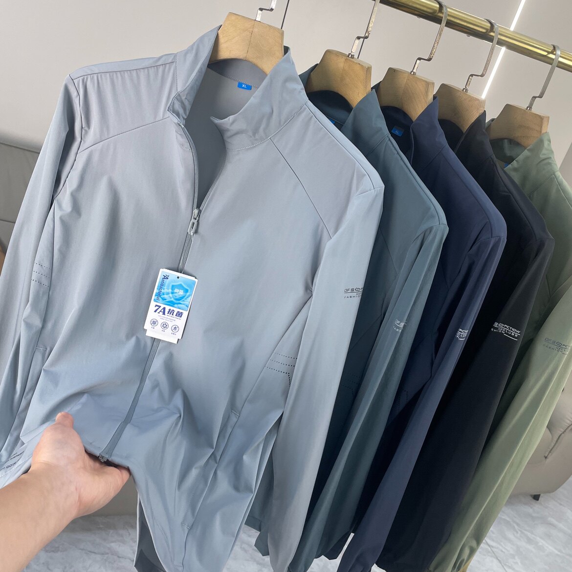 NIAOXI 舒适弹力透气外贸男装春夏休闲立领冰丝防晒皮肤衣外套潮