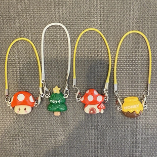labubu拉布布装 饰配饰蘑菇挂绳配件链条链子挂链背带可乐瓶绳子