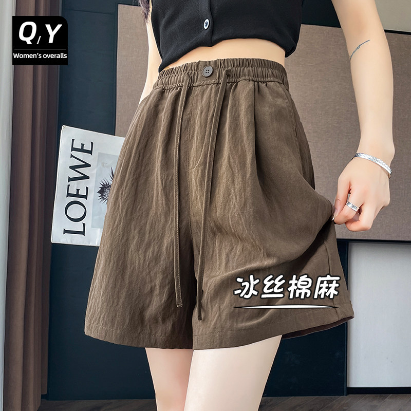 天丝亚麻短裤女夏季薄款五分裤子图片