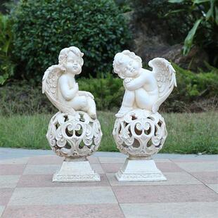 户外园林景观天使人物花缸摆件别墅门店造景装饰玻璃钢丘比特雕塑