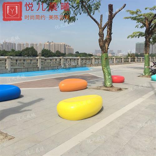 玻璃钢休闲椅商场鹅卵石座椅酒店美陈休息区坐凳户外园林景观椅子