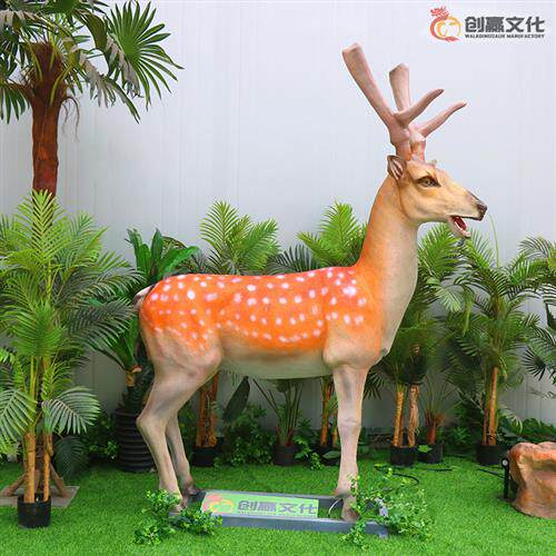 会动会叫仿真模拟梅花鹿机械仿真动物装置户外展览博物馆科普